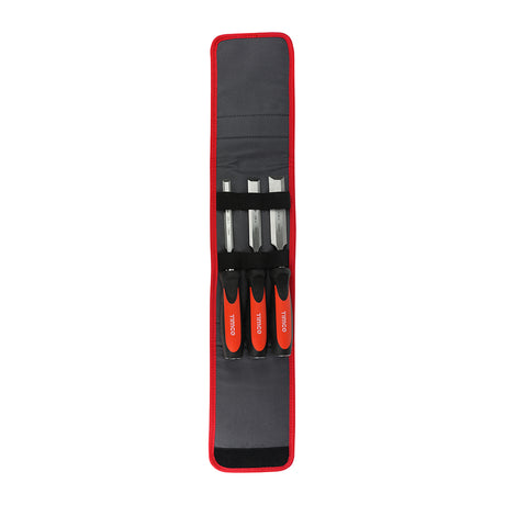 This is an image of Timco - Bevel Edge Wood Chisel Set 3pcs (3 Pieces Blister Pack) 468248