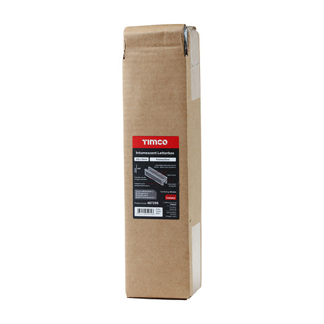 This is an image of Timco - Intumescent Letterbox - Polished Silver - Black Frame 305 x 70 (1 Each Box) 487299