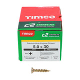 This is an image of Timco - C2 Strong-Fix Screws - PZ - Double Countersunk - Twin-Cut - Yellow 5.0 x 30mm - (200 PCS Box) 50030C2