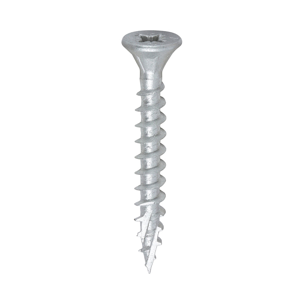 This is an image of Timco - C2 Exterior Strong-Fix Screws - PZ - Double Countersunk with Ribs - Twin-Cut - Silver 5.0 x 40mm - (200 PCS Box) 50040C2SBX