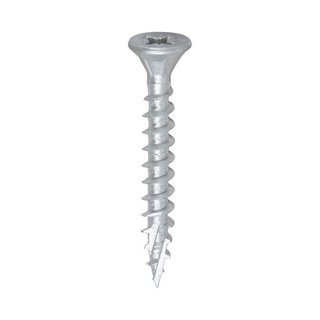 This is an image of Timco - C2 Exterior Strong-Fix Screws - PZ - Double Countersunk with Ribs - Twin-Cut - Silver 5.0 x 40mm - (200 PCS Box) 50040C2SBX