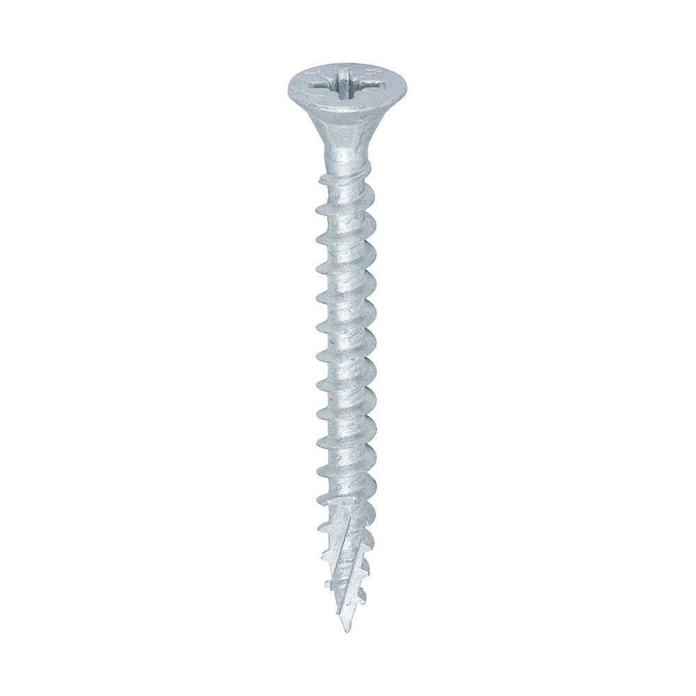 This is an image of Timco - C2 Exterior Strong-Fix Screws - PZ - Double Countersunk with Ribs - Twin-Cut - Silver 5.0 x 50mm - (200 PCS Box) 50050C2SBX
