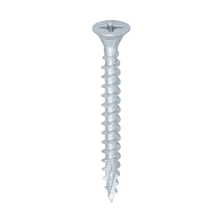 This is an image of Timco - C2 Exterior Strong-Fix Screws - PZ - Double Countersunk with Ribs - Twin-Cut - Silver 5.0 x 50mm - (200 PCS Box) 50050C2SBX