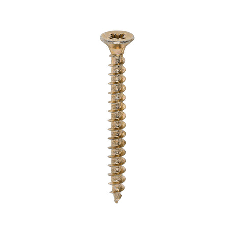 This is an image of Timco - Solo Chipboard & Woodscrews - PZ - Double Countersunk - Yellow 5.0 x 50mm - (200 PCS Box) 50050SOLOC