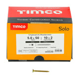This is an image of Timco - Solo Chipboard & Woodscrews - Industry Pack - PZ - Double Countersunk - Yellow 5.0 x 50mm - (1000 PCS Box) 50050SOLOIND