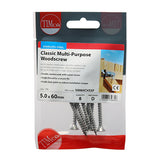 This is an image of Timco - Classic Multi-Purpose Screws - PZ - Double Countersunk - Stainless Steel 5.0 x 60mm - (8 PCS TIMpac) 50060CHSSP