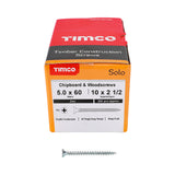 This is an image of Timco - Solo Chipboard & Woodscrews - PZ - Double Countersunk - Zinc 5.0 x 60mm - (200 PCS Box) 50060SOLOZ