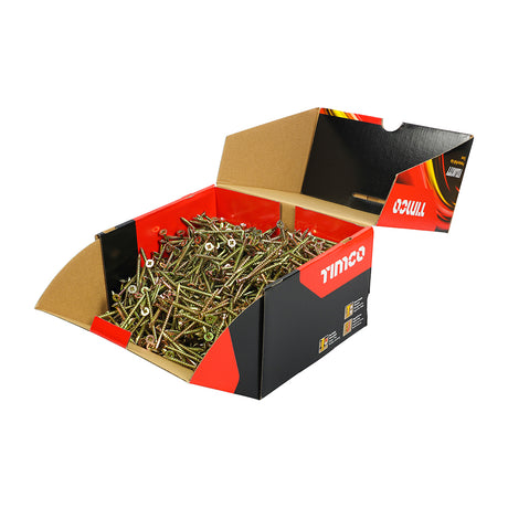 This is an image of Timco - Velocity Premium Multi-Use Screws - PZ - Double Countersunk - Yellow 5.0 x 60mm - (1000 PCS Box) 50060VYIND