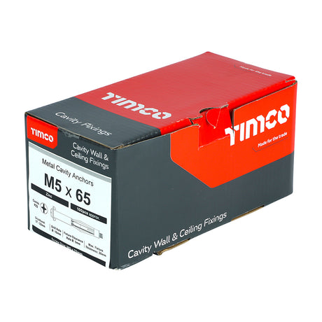 This is an image of Timco - Metal Cavity Anchors - Zinc M5 x 65 (70mm Screw) - (100 PCS Box) 50065CA