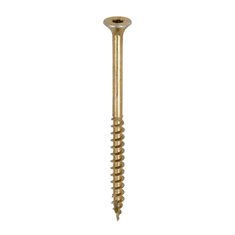 This is an image of Timco - C2 Clamp-Fix Screws - TX - Double Countersunk with Ribs - Twin-Cut - Yellow 5.0 x 75mm - (200 PCS Box) 50075C2C