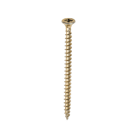 This is an image of Timco - Solo Chipboard & Woodscrews - PZ - Double Countersunk - Yellow 5.0 x 75mm - (200 PCS Box) 50075SOLOC