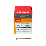 This is an image of Timco - Solo Chipboard & Woodscrews - PZ - Double Countersunk - Yellow 5.0 x 75mm - (200 PCS Box) 50075SOLOC