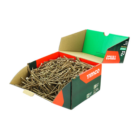 This is an image of Timco - C2 Strong-Fix Screws - PZ - Double Countersunk - Twin-Cut - Yellow 5.0 x 80mm - (1000 PCS Box) 50080C2IND