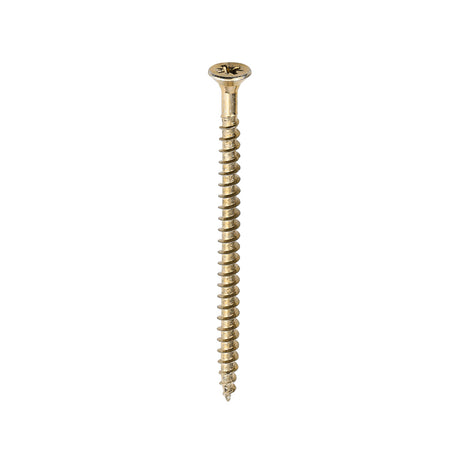 This is an image of Timco - Solo Chipboard & Woodscrews - PZ - Double Countersunk - Yellow 5.0 x 80mm - (200 PCS Box) 50080SOLOC