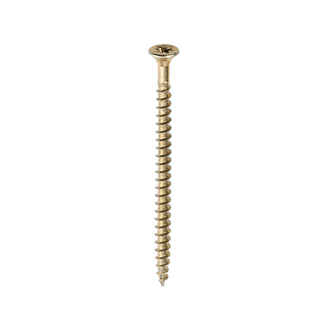 This is an image of Timco - Solo Chipboard & Woodscrews - PZ - Double Countersunk - Yellow 5.0 x 80mm - (200 PCS Box) 50080SOLOC