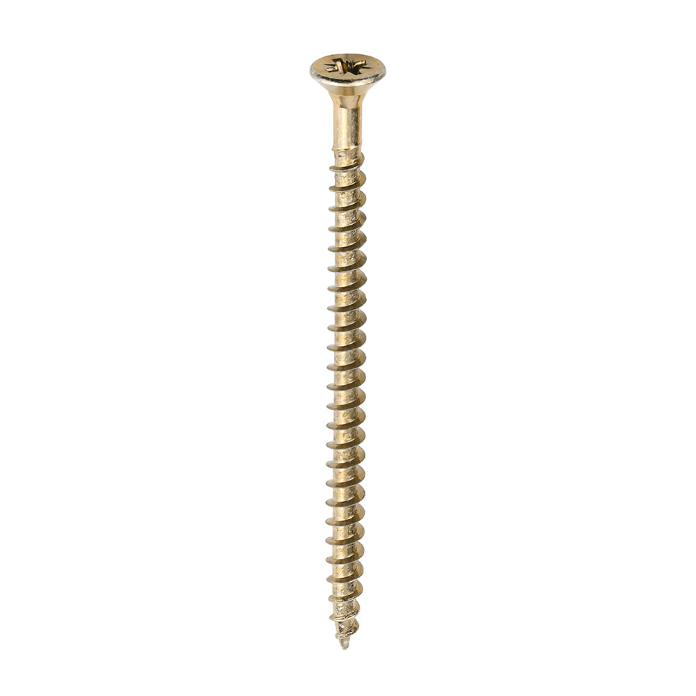 This is an image of Timco - Solo Chipboard & Woodscrews - Industry Pack - PZ - Double Countersunk - Yellow 5.0 x 80mm - (1000 PCS Box) 50080SOLOIND