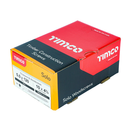 This is an image of Timco - Solo Chipboard & Woodscrews - PZ - Double Countersunk - Zinc 5.0 x 120mm - (100 PCS Box) 50120SOLOZ