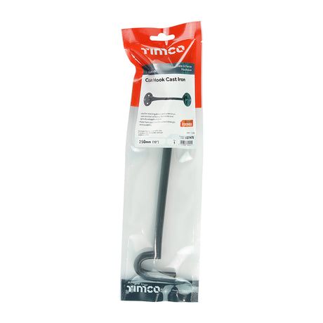 This is an image of Timco - Cabin Hooks - Black 10" (1 Each TIMpac) 527478