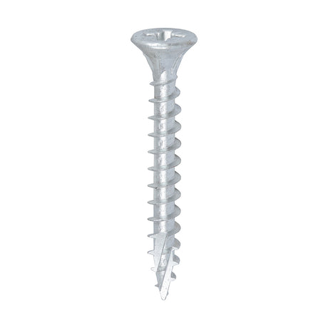 This is an image of Timco - C2 Exterior Strong-Fix Screws - PZ - Double Countersunk with Ribs - Twin-Cut - Silver 6.0 x 50mm - (200 PCS Box) 60050C2SBX