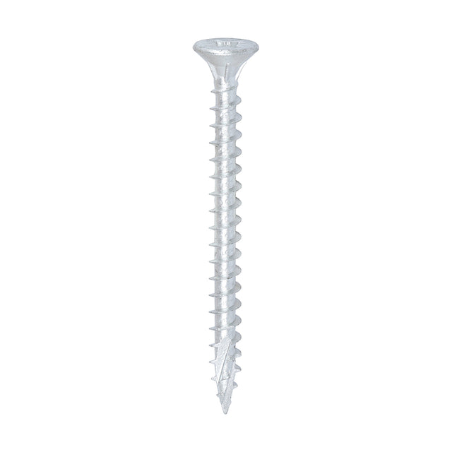 This is an image of Timco - C2 Exterior Strong-Fix Screws - PZ - Double Countersunk with Ribs - Twin-Cut - Silver 6.0 x 70mm - (200 PCS Box) 60070C2SBX