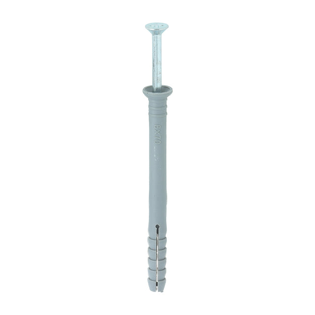 This is an image of Timco - Nylon Hammer Fixing - PZ - Zinc 6.0 x 70mm - (200 PCS Box) 60070HF