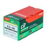 This is an image of Timco - C2 Strong-Fix Screws - PZ - Double Countersunk - Twin-Cut - Yellow 6.0 x 80mm - (200 PCS Box) 60080C2