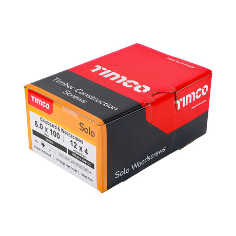 This is an image of Timco - Solo Chipboard & Woodscrews - PZ - Double Countersunk - Yellow 6.0 x 100mm - (100 PCS Box) 60100SOLOC
