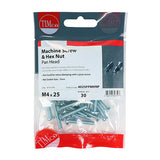 This is an image of Timco - Machine Screws - PZ - Pan & Hex Nuts - Zinc M6 x 16mm - (15 PCS TIMpac) 6016PPMHNP
