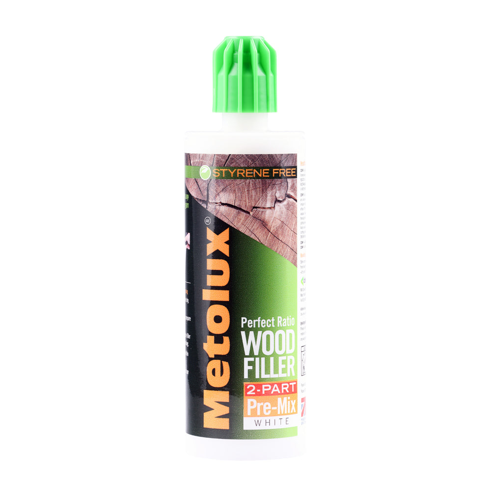 This is an image of Timco - Metolux 2 Part Pre-Mixed Wood Filler - White 300g (1 Each Cartridge) 65420