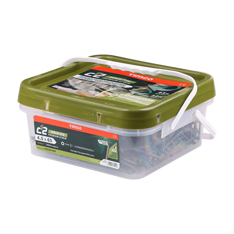 This is an image of Timco - C2 Deck-Fix Screws - TX - Countersunk with Ribs - Twin-Cut - Green 4.5 x 65mm - (1000 PCS Tub) 65C2D1000