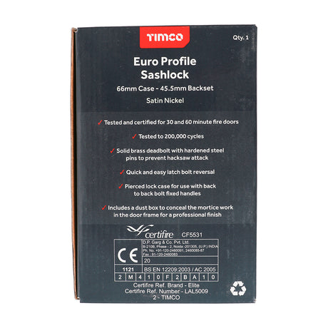 This is an image of Timco - Bathroom Lock - Satin Nickel 78mm (1 Each Box) 675222