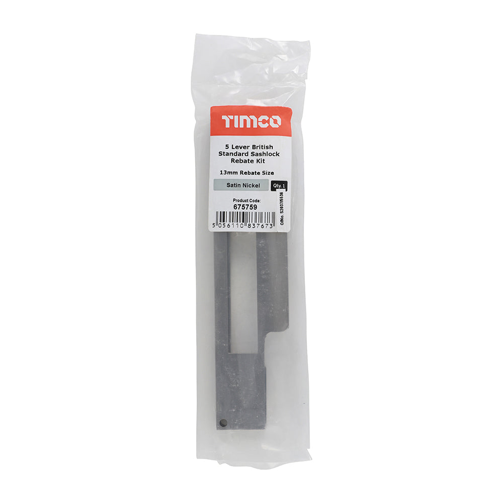 This is an image of Timco - 5 Lever British Standard Sashlock Rebate Kit - Satin Nickel 13mm (1 Each Plain Bag) 675759