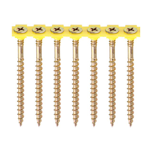 This is an image of Timco - Solo Collated Chipboard & Woodscrews - PH - Double Countersunk - Yellow 4.5 x 70mm - (500 PCS Box) 70SCOLY