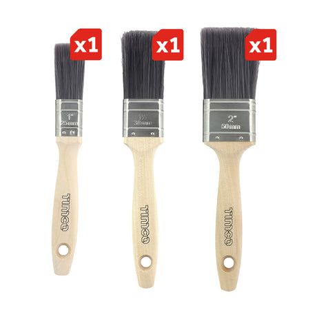 This is an image of Timco - Professional Synthetic Paint Brush Mixed Set 3pcs (3 Pieces Clamshell) 720923
