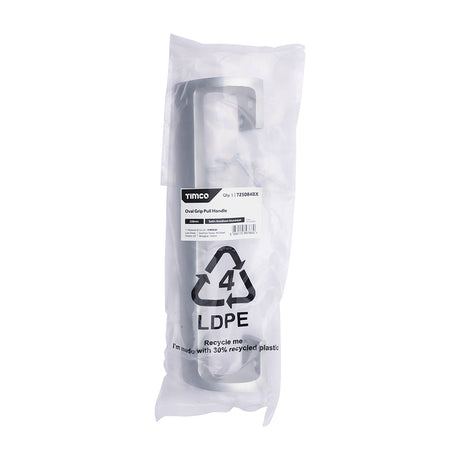 This is an image of Timco - Oval Grip Pull Handle - Satin Anodised Aluminium 228mm (1 Each Bag) 725084BX