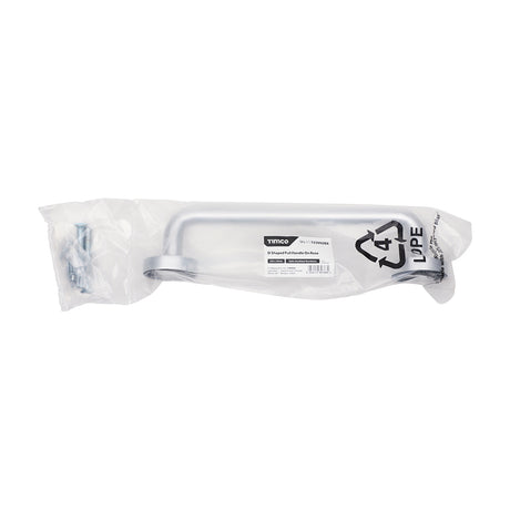 This is an image of Timco - D Shaped Pull Handle On Rose - Satin Anodised Aluminium 229 x 19 (1 Each Bag) 725092BX