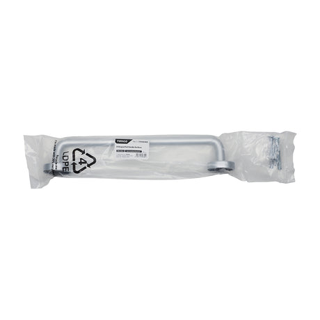 This is an image of Timco - D Shaped Pull Handle On Rose - Satin Anodised Aluminium 305 x 19 (1 Each Bag) 725094BX