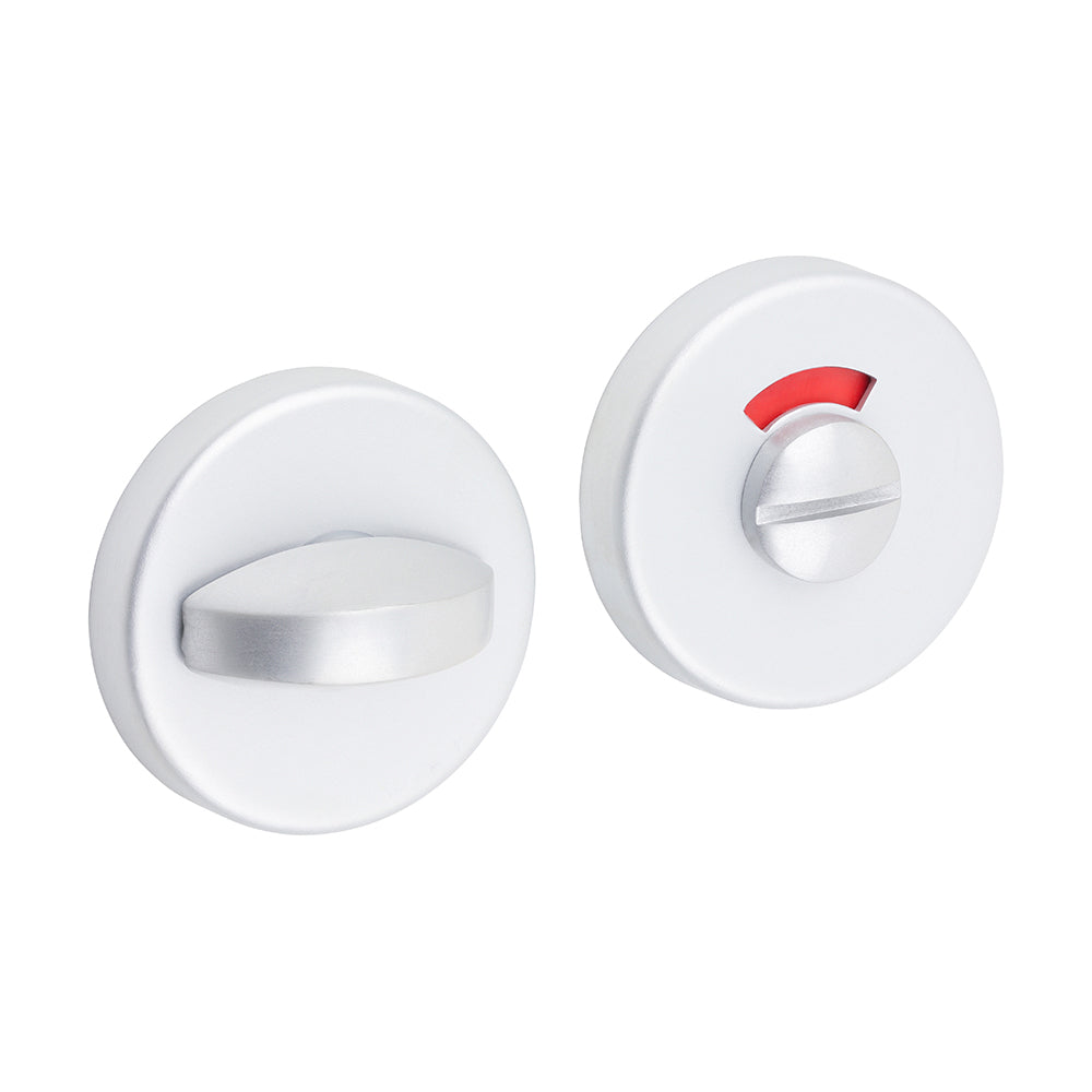 This is an image of Timco - Contractors Bathroom Thumb Turn & Release On Rose Set - Satin Anodised Aluminium 54mm (1 Pairs TIMpac) 725105