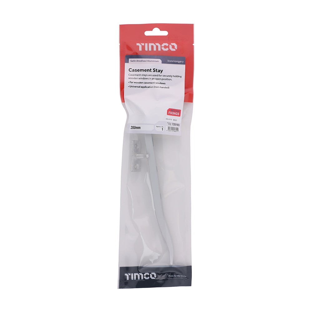 This is an image of Timco - Casement Stay - Satin Anodised Aluminium 200mm (1 Each TIMpac) 725193