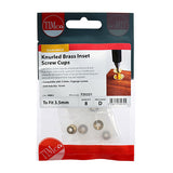 This is an image of Timco - Knurled Inset Screw Cups - Solid Brass To fit 3.5 Screw - (8 PCS TIMpac) 725221