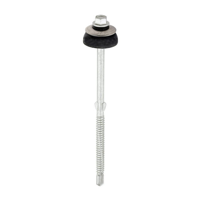 This is an image of Timco - Metal Construction Fibre Cement Board to Light Section Screws - Hex - Self-Drilling - Exterior - Silver Organic 6.3 x 130mm - (50 PCS Box) 731274