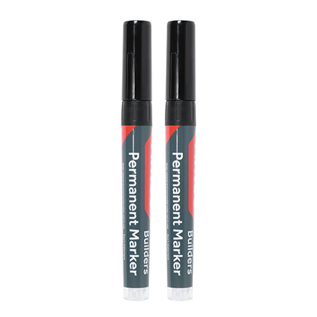 This is an image of Timco - Builders Permanent Markers - Chisel Tip - Black Chisel Tip (2 Pieces Blister Pack) 736222