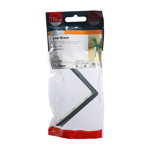 This is an image of Timco - Corner Braces - Zinc 75 x 75 x 16mm - (4 PCS TIMpac) 75CBRP