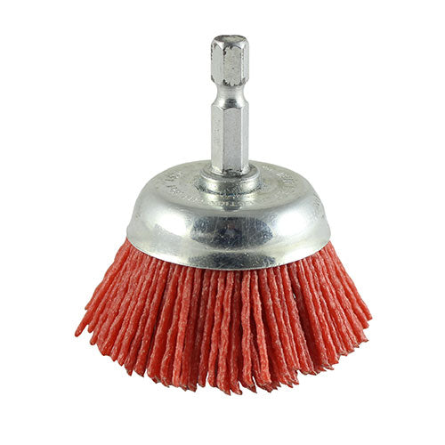 This is an image of Timco - Drill Cup Brush - Nylon 75mm (1 Each Blister Pack) 75SCN