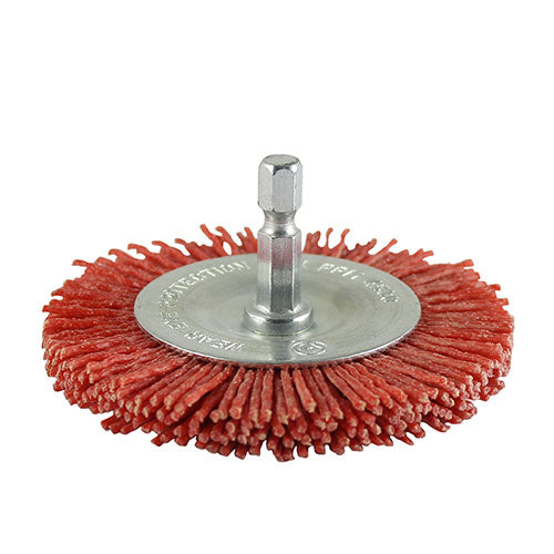 This is an image of Timco - Drill Wheel Brush - Nylon 75mm (1 Each Blister Pack) 75SWN