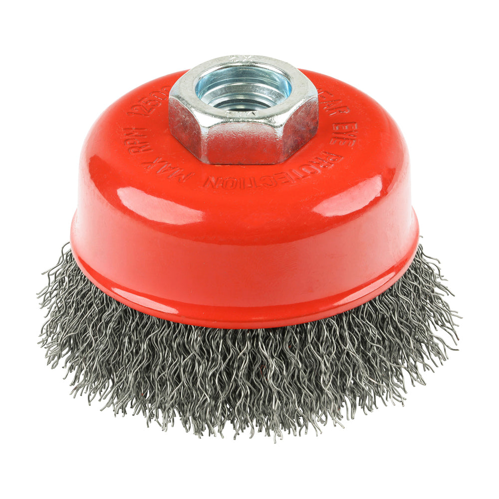 This is an image of Timco - Angle Grinder Cup Brush - Crimped Steel Wire 75mm (1 Each Blister Pack) 75TCC