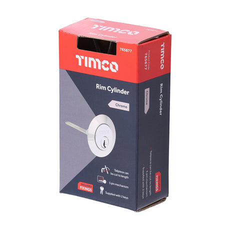This is an image of Timco - Rim Cylinder - Chrome 32mm (1 Each Box) 765677