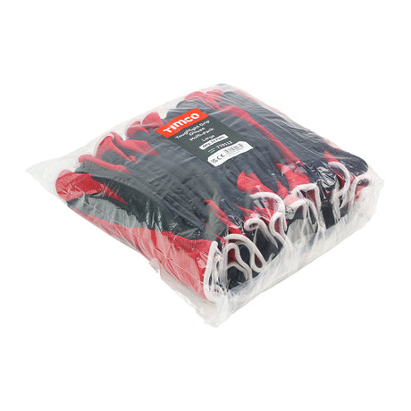 This is an image of Timco - Toughlight Grip Gloves - Sandy Latex Coated Polyester - Multi Pack Large (12 Pairs Bag) 770112