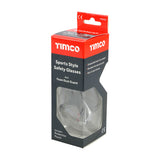 This is an image of Timco - Sports Style Safety Glasses - With Foam Dust Guard - Clear One Size (1 Each Box) 770123