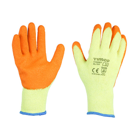 This is an image of Timco - Eco-Grip Gloves - Crinkle Latex Coated Polycotton X Large (1 Pairs Backing Card) 770667